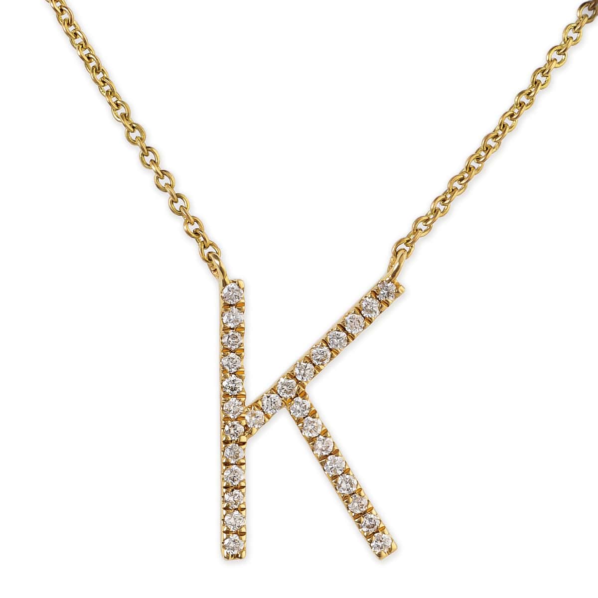 14k Yellow Gold Initial Pendent With Diamonds With Chain