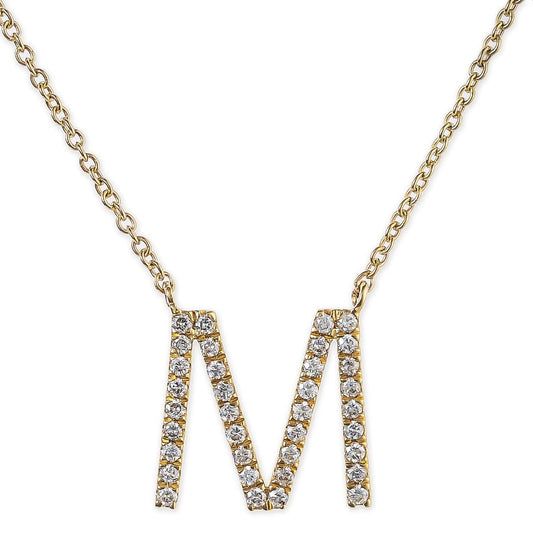 14k Yellow Gold Initial Pendent With Diamonds With Chain