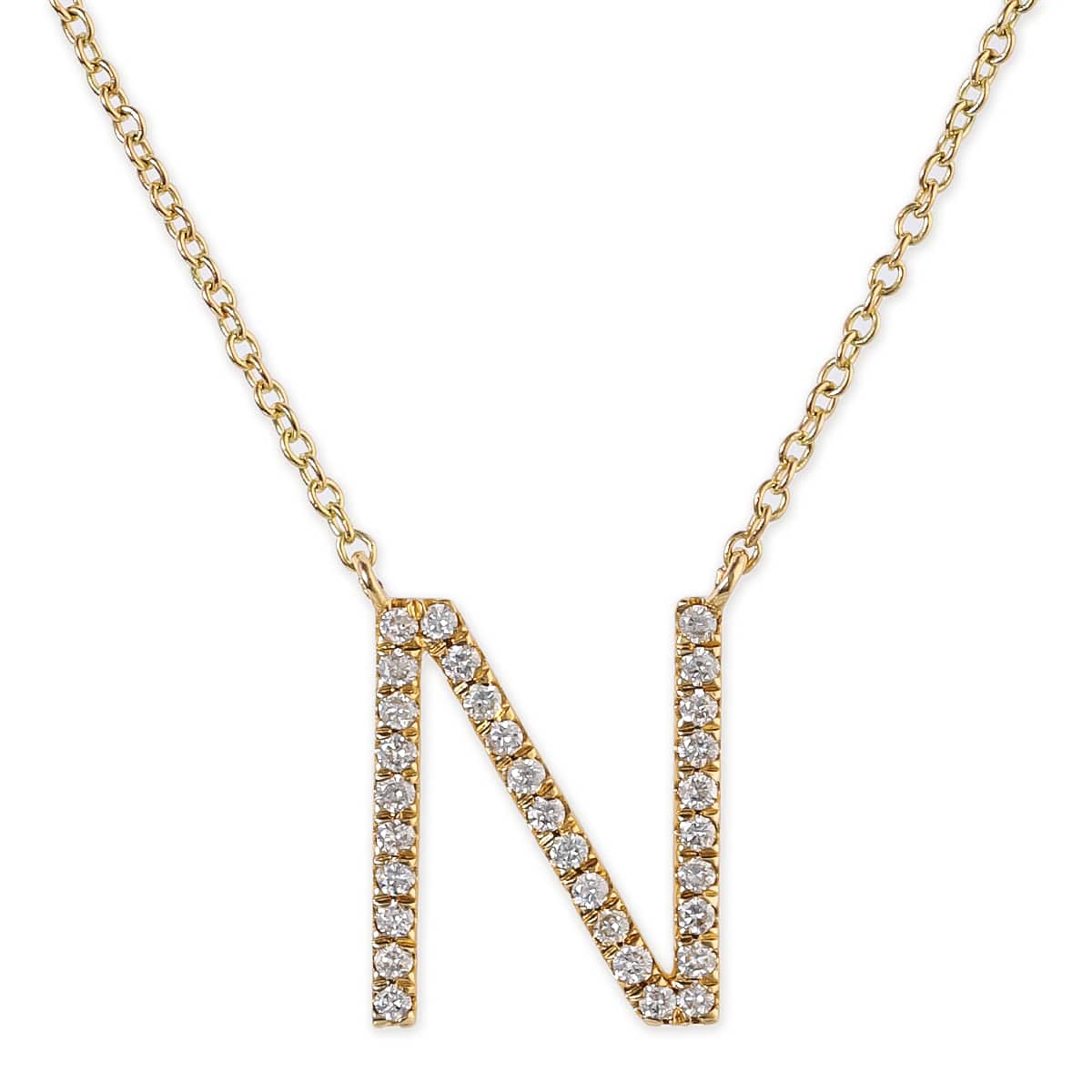 14k Yellow Gold Initial Pendent With Diamonds With Chain