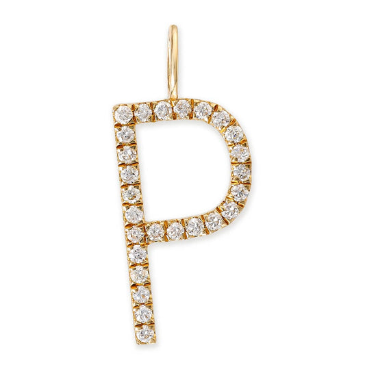 14k Yellow Gold Initial Pendent With Diamonds Without Chain