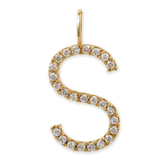 14k Yellow Gold Initial Pendent With Diamonds Without Chain