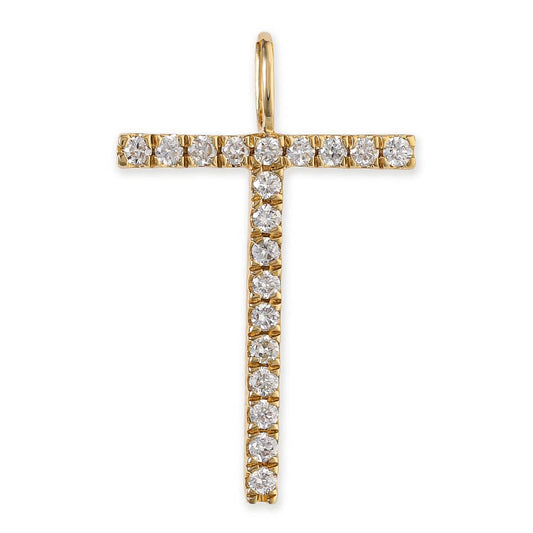 14k Yellow Gold Initial Pendent With Diamonds Without Chain