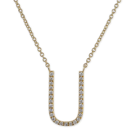 14k Yellow Gold Initial Pendent With Diamonds With Chain