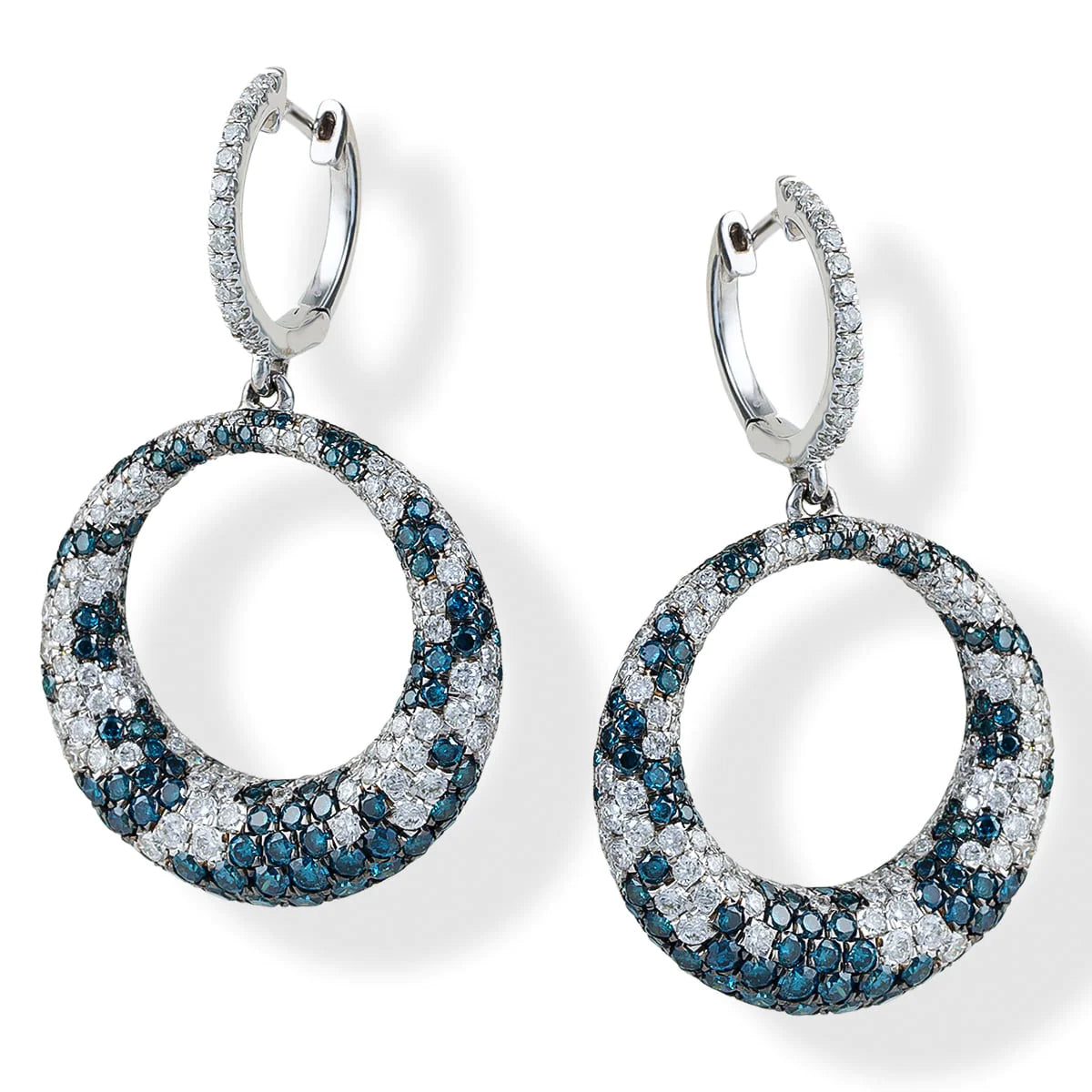 14kt. Diamond With Blue Sapphire Earrings
