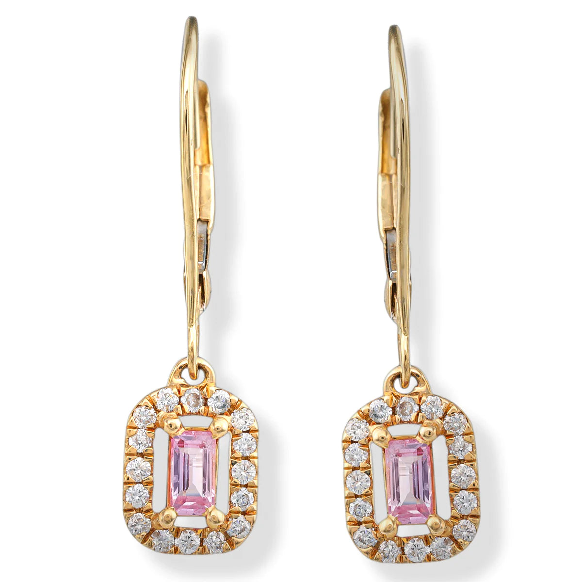 14kt. Diamond/pink Sapphire Earrings