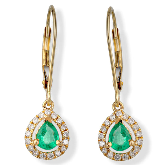 14kt. Gold With Diamond/emerald Earrings