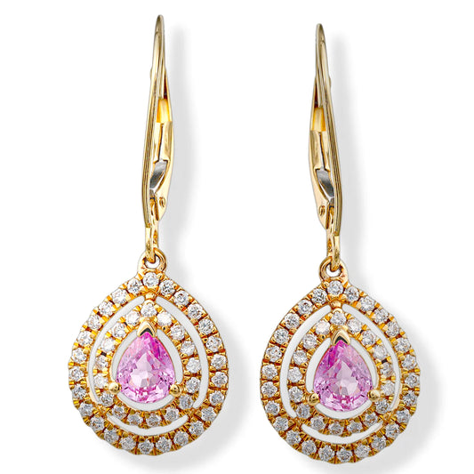 14kt. Diamond/pink Sapphire Earrings.
