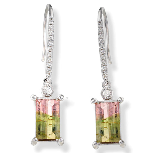 14kt. Diamond/tourmaline Earrings