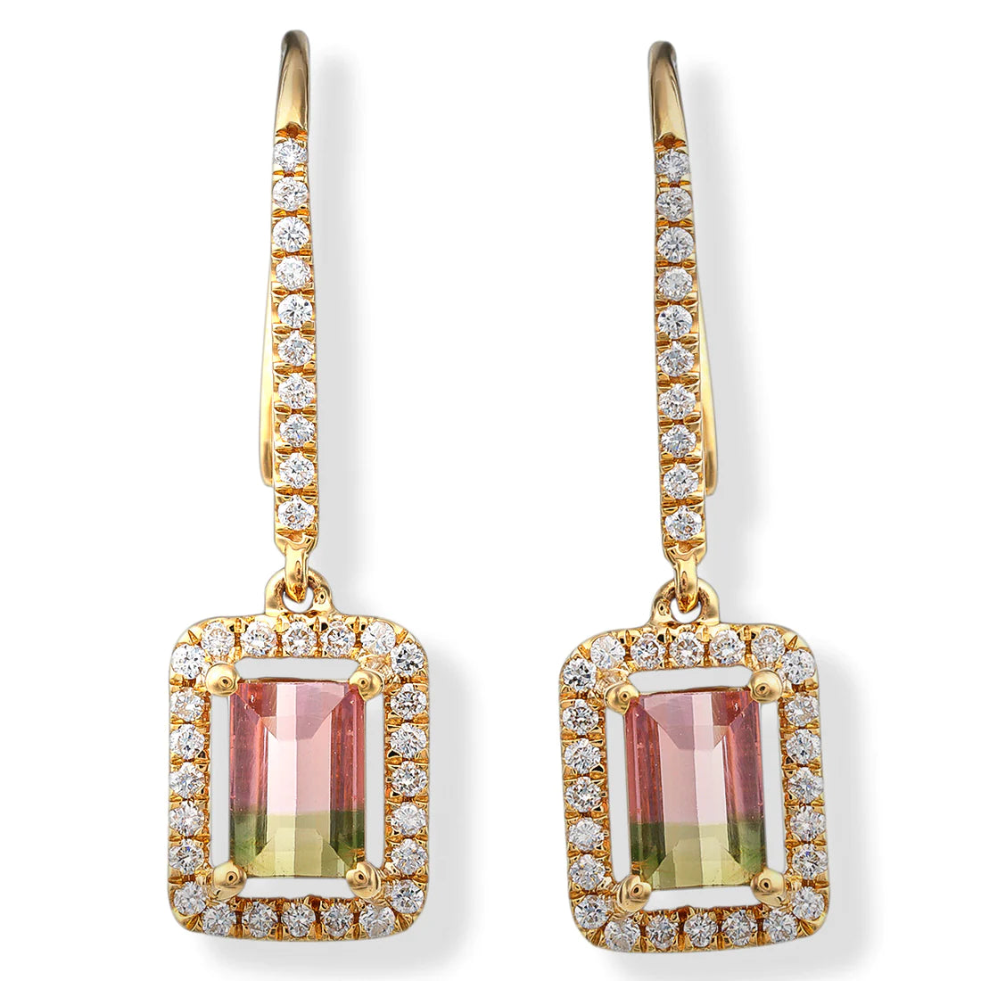 14kt. Diamond/tourmaline Earrings