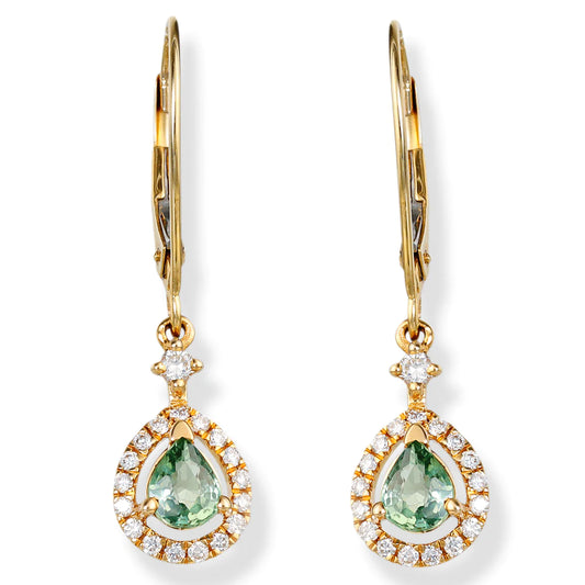 14kt. Diamond/tsavorite Earrings