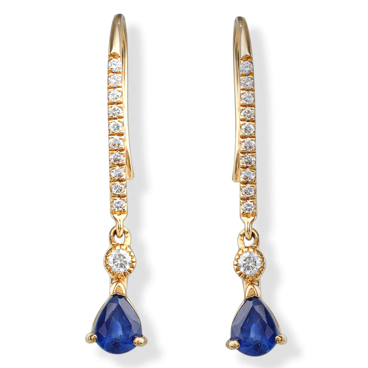 14kt. Diamond/blue Sapphire Earrings