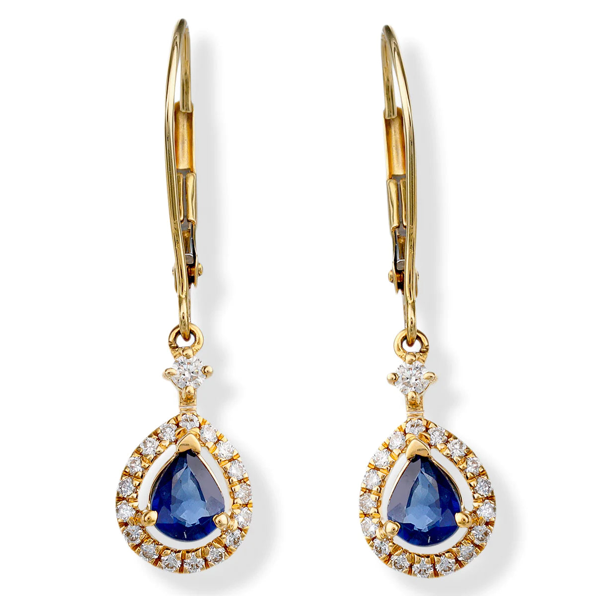 14kt. Diamond/blue Sapphire Earrings