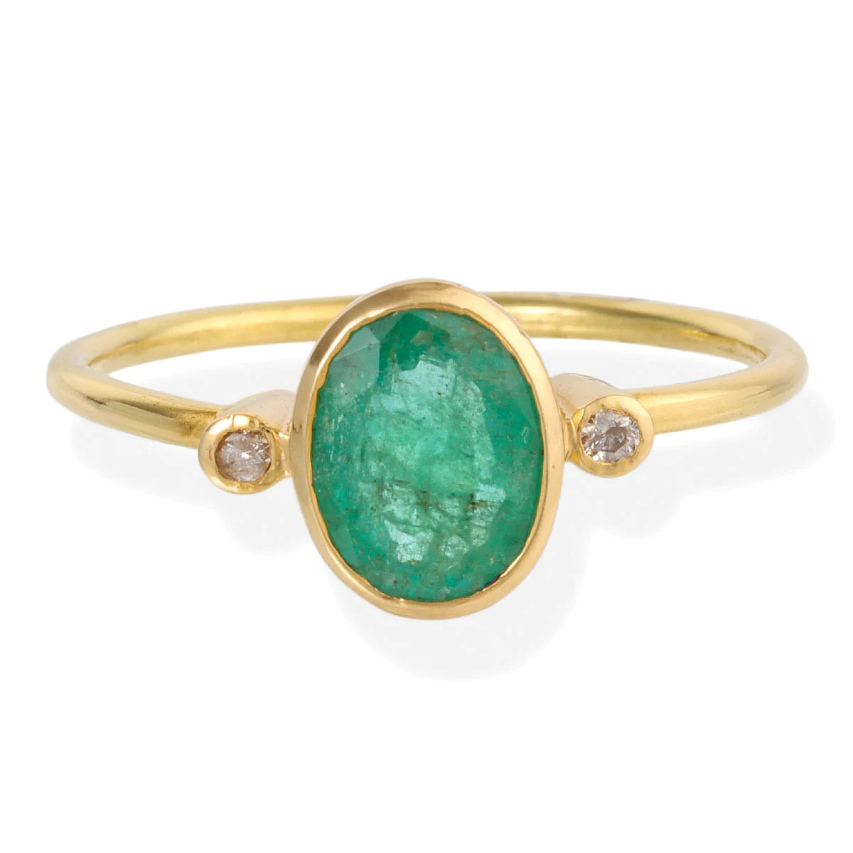 Diamond/emerald Oval Shape Ring