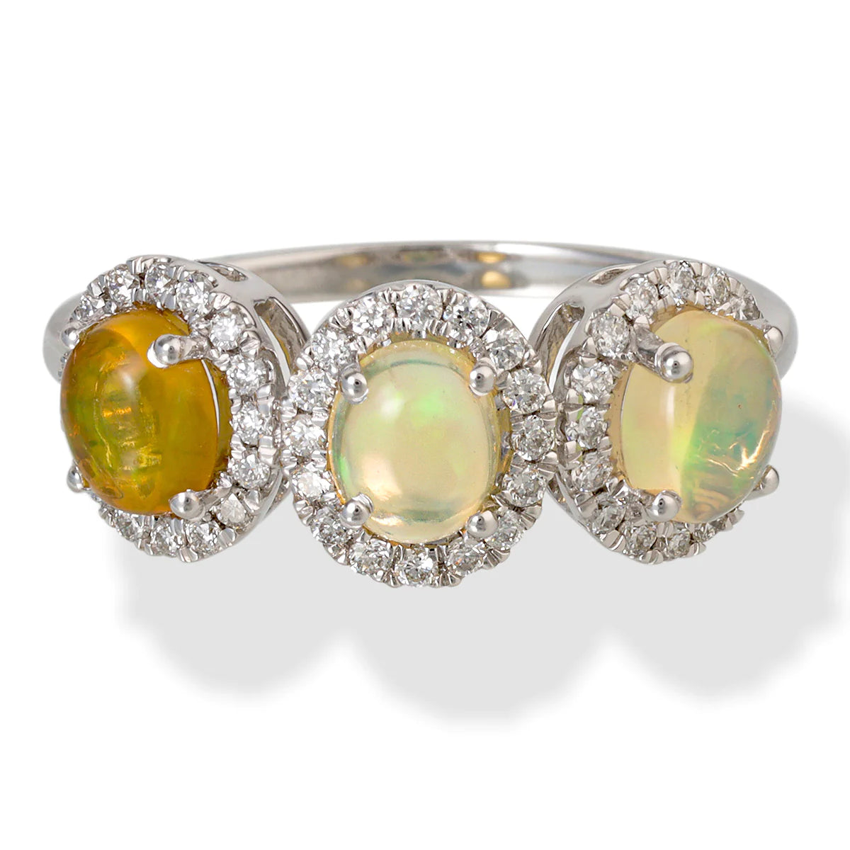 14kt Yellow Gold Diamond/opal Oval Shape Ring