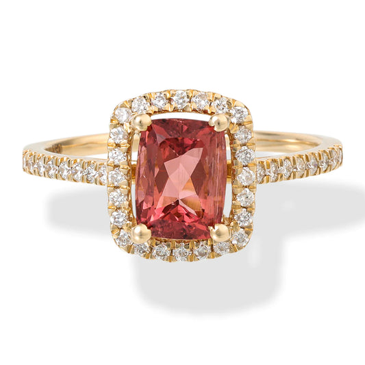 14kt Yellow Gold Diamond/tourmaline Octagone Shape Ring