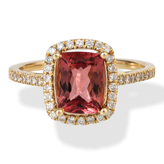 14kt Yellow Gold Diamond/tourmaline Octagone Shape Ring