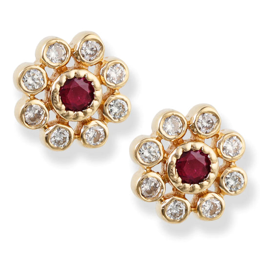 14kt. Diamond/ruby Earrings .