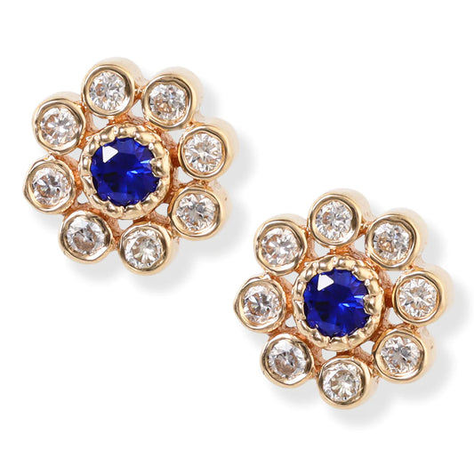 14kt. Diamond/blue Sapphire Earrings.