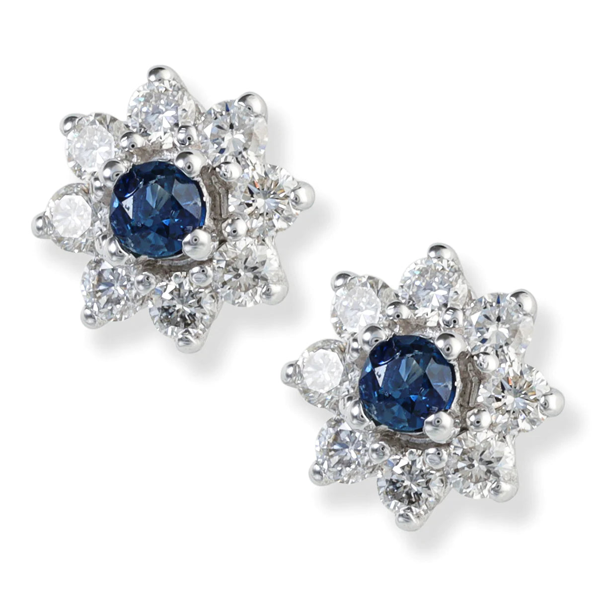 14kt. Diamond/blue Sapphire Earrings