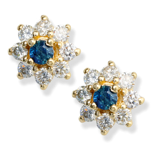 14kt. Diamond/blue Sapphire Earrings.