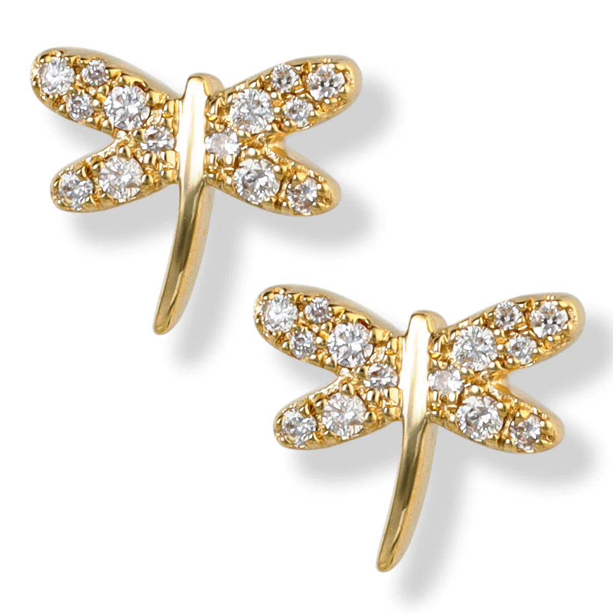 14kt Yellow Gold Diamond Butterfly Earrings.