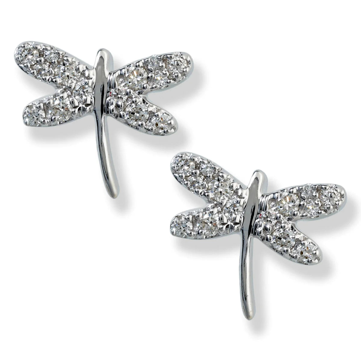 14kt White Gold Diamond Butterfly Earrings.