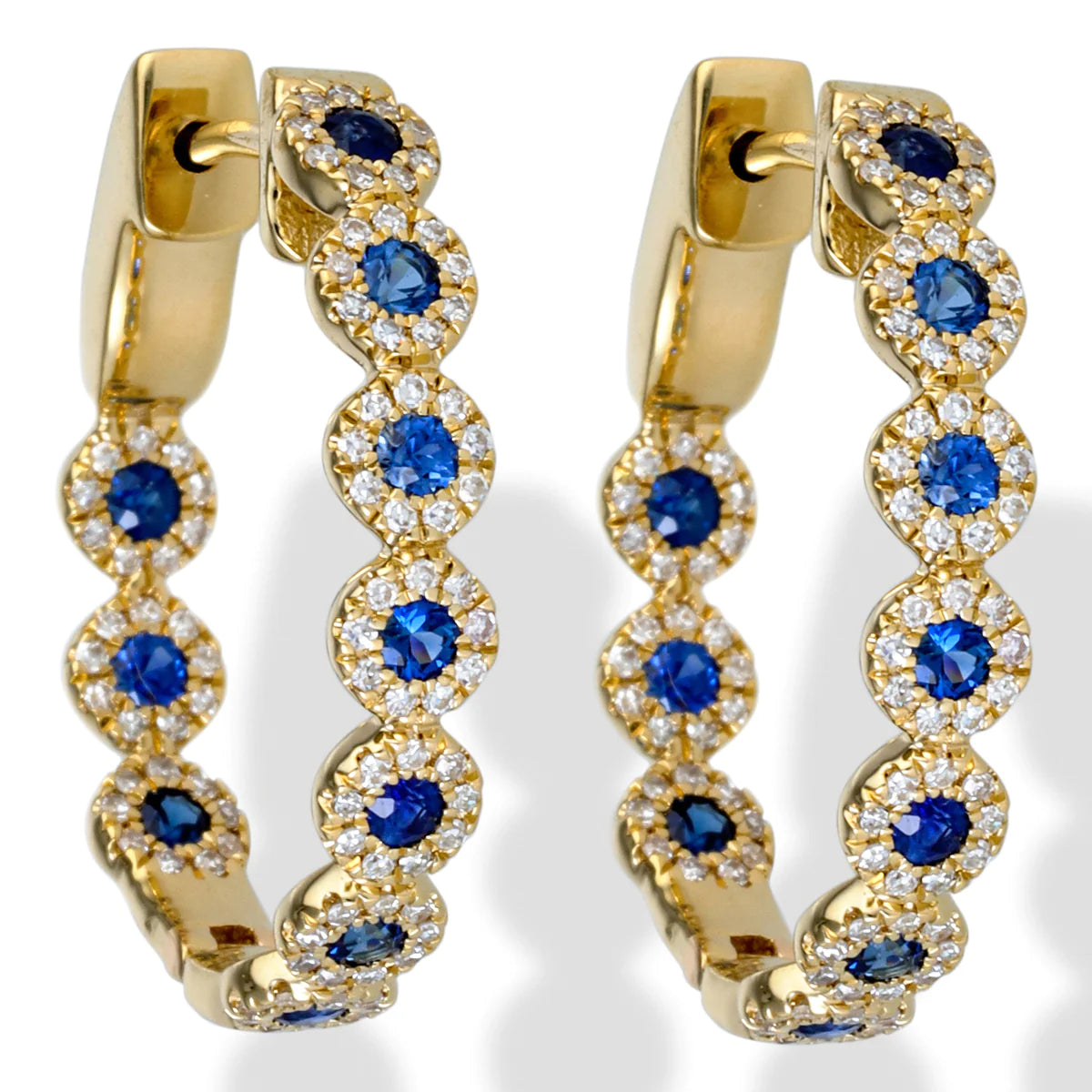 14kt.gold/diamond With Blue Sapphire Earrings 18 Mm
