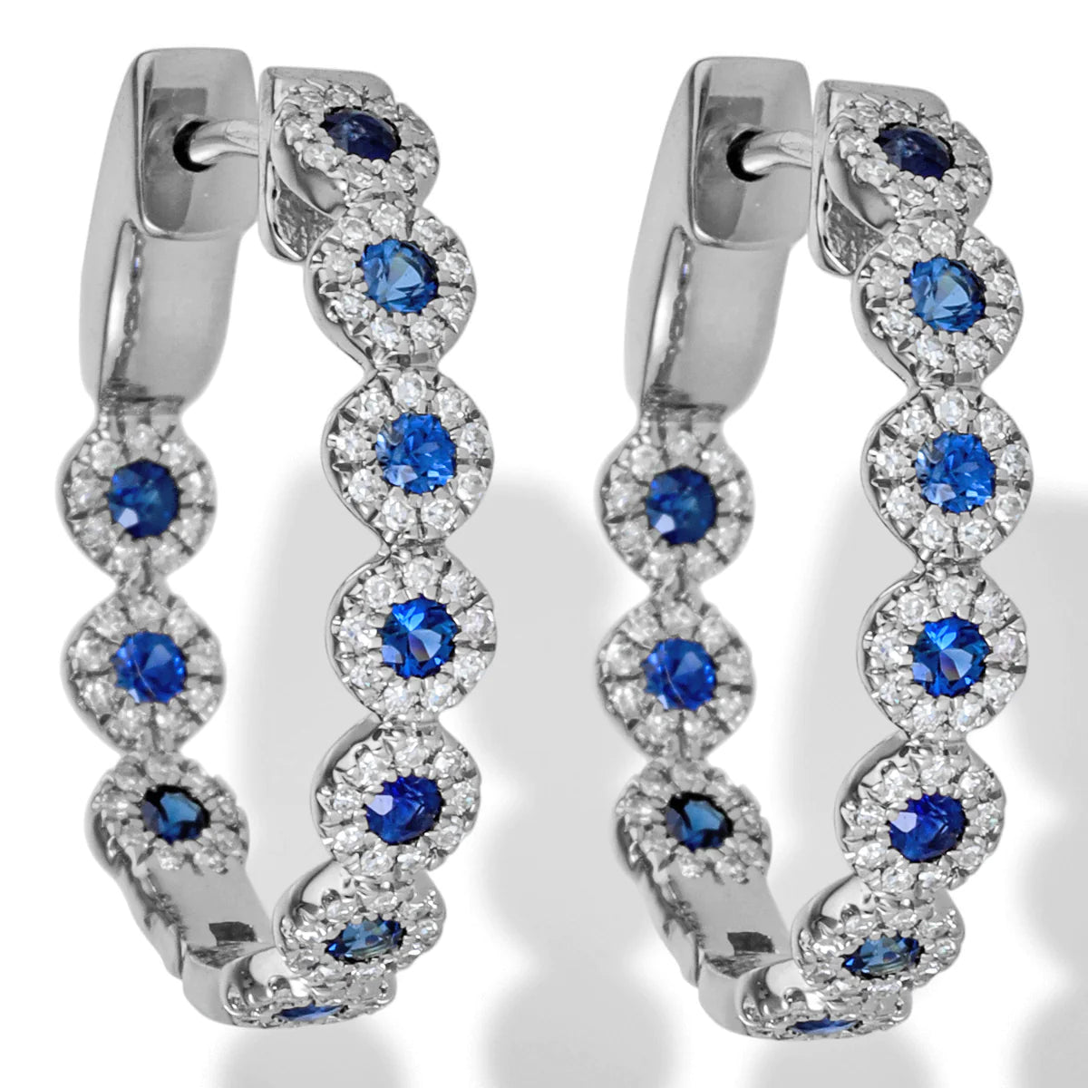 14kt.gold/diamond With Blue Sapphire Earrings 18 Mm