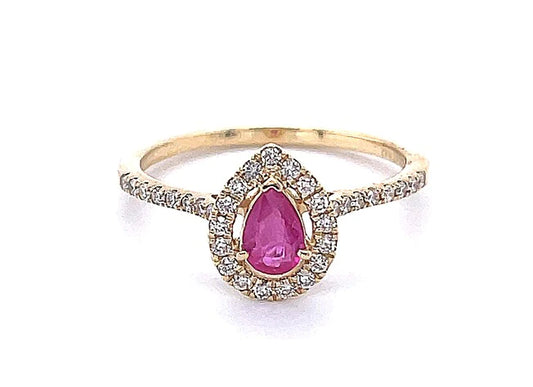 14kt Diamond/pink Sapphier Pear Shape Ring