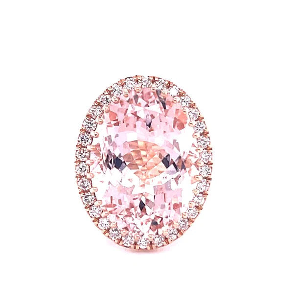 14kt Rose Gold Diamond/morganite Oval Shape Ring