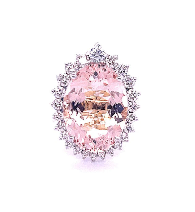 14kt Yellow and White Gold With Diamond/morganite Oval Shape Ring