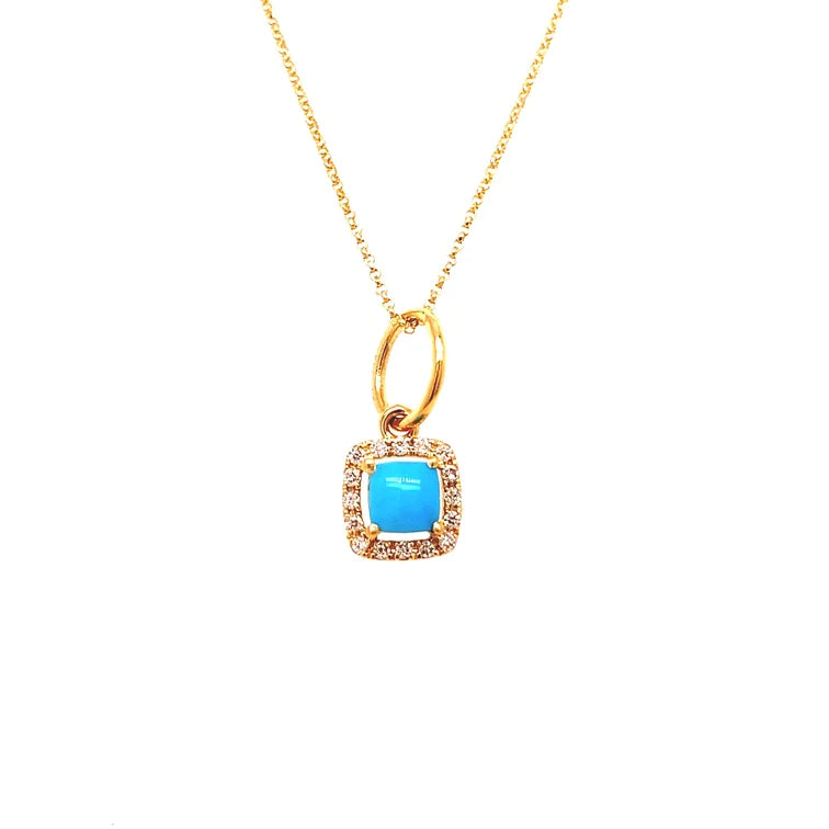 14kt Gold Turquise Cushion Pendent 5mm