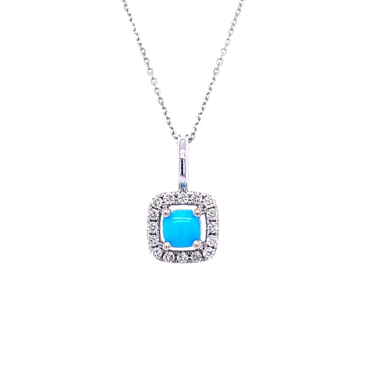 14kt Gold Turquise Cushion Pendent 4mm