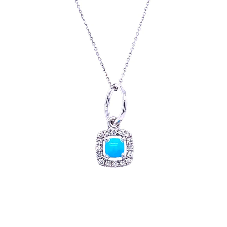 14kt Gold Turquise Cushion Pendent 4mm