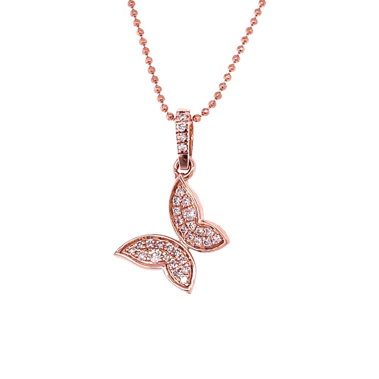 14kt Gold Butterfly Pendant 14kt. Rose Gold Diamond