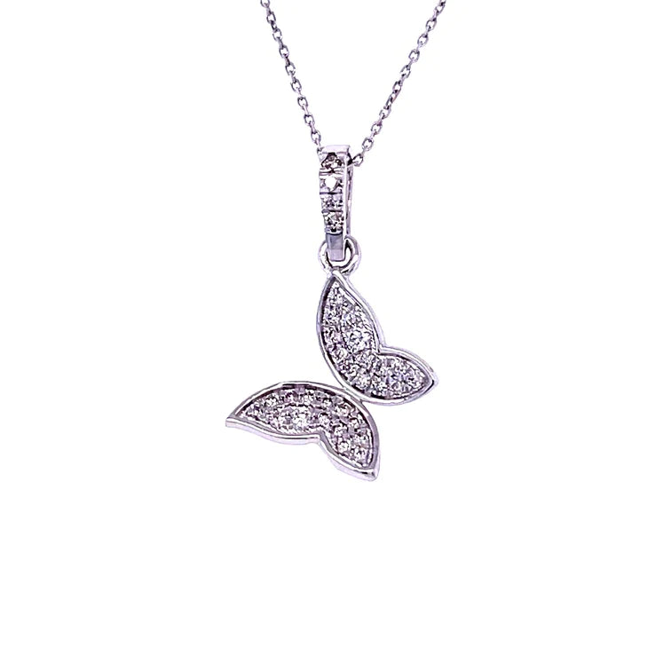 14kt Gold Butterfly Pendant 14kt. White Gold Diamond