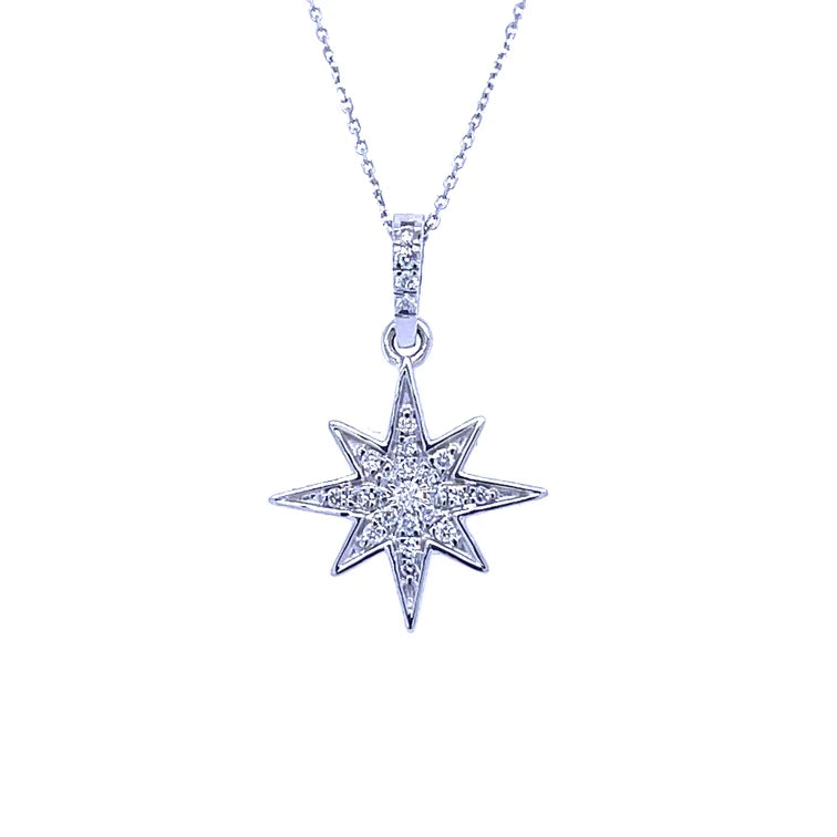 14kt Gold Star Pendant 14kt. White Gold Diamond