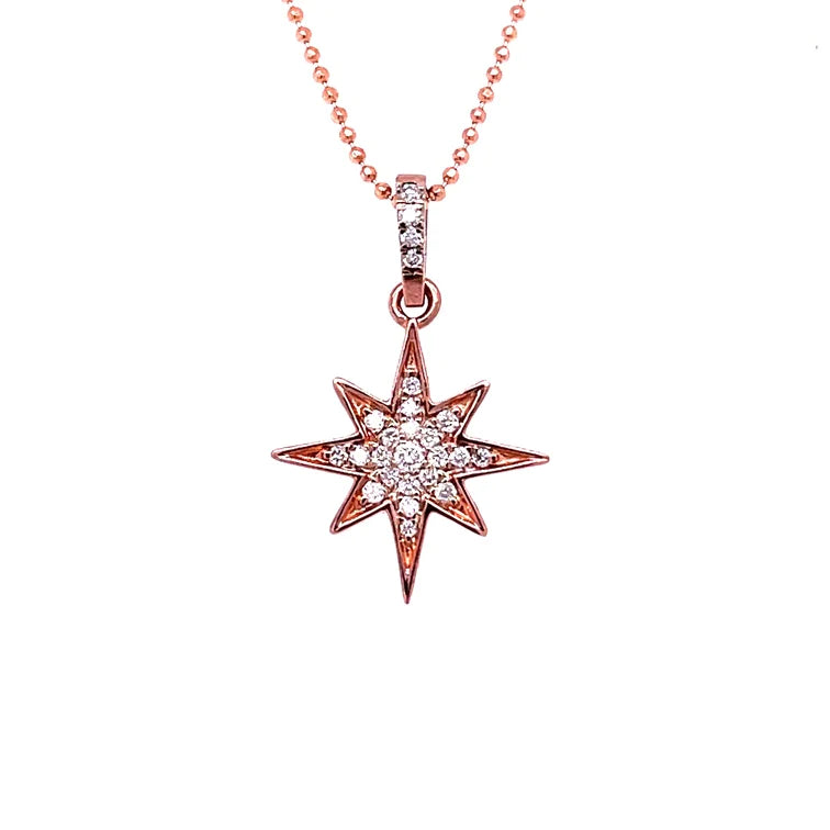 14kt Gold Star Pendant 14kt. Rose Gold Diamond
