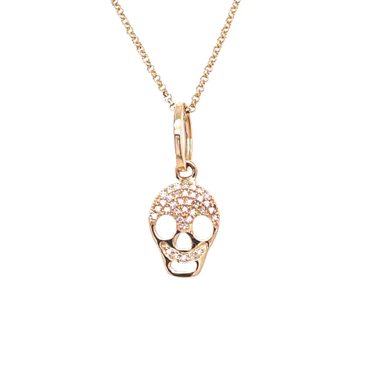 14kt Yellow Gold Diamond Skull Pendant
