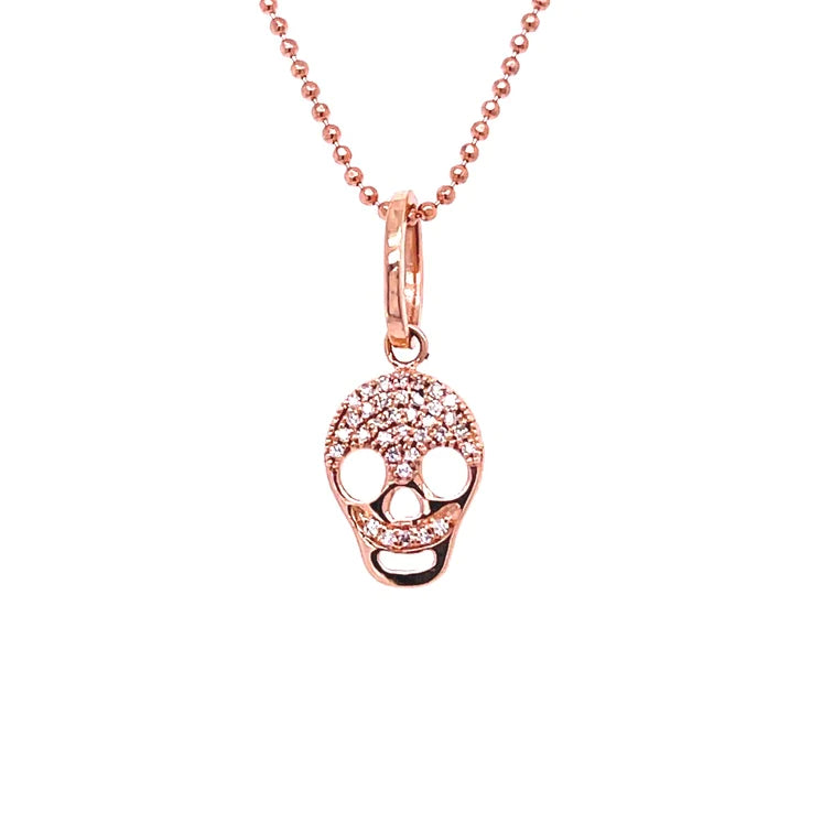 14kt Rose Gold Diamond Skull Pendant