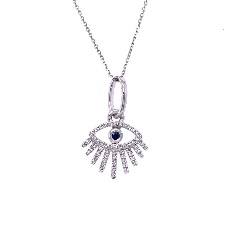 14kt. White Gold Diamond Evil Eye With Eyelashes Pendant