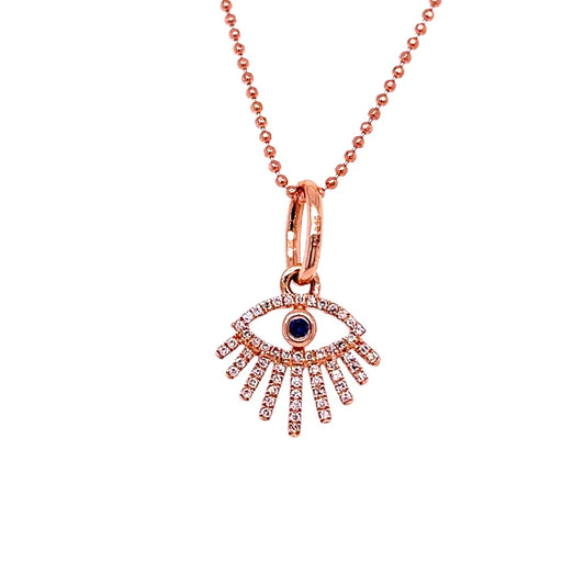 14kt. Rose Gold Diamond Evil Eye With Eyelashes Pendant