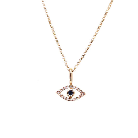 14kt. Yellow Gold Diamond Evil Eye Pendant