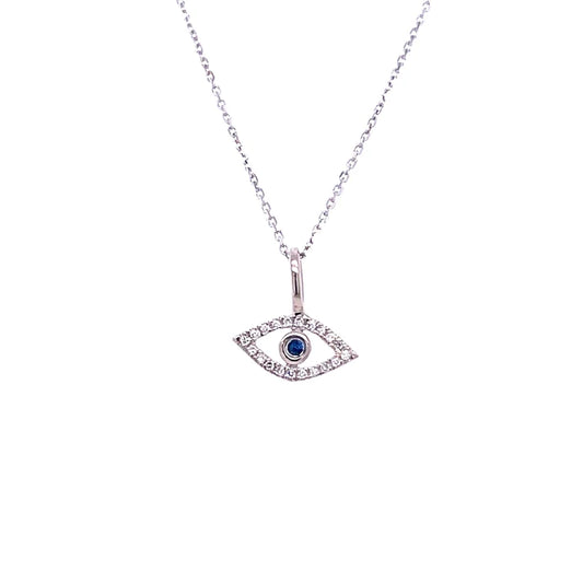 14kt. White Gold Diamond Evil Eye Pendant