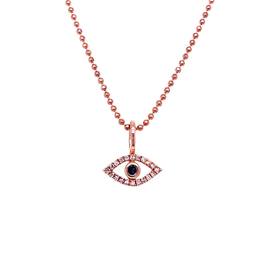 14kt. Rose Gold Diamond Evil Eye Pendant