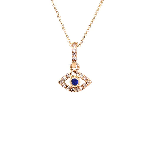 14kt. Yellow Gold Diamond Evil Eye Pendant