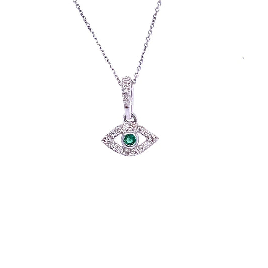 14kt. White Gold Diamond Evil Eye Pendant