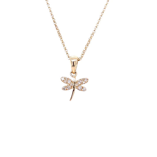 14kt. Yellow Gold Diamond Dragonfly Pendant