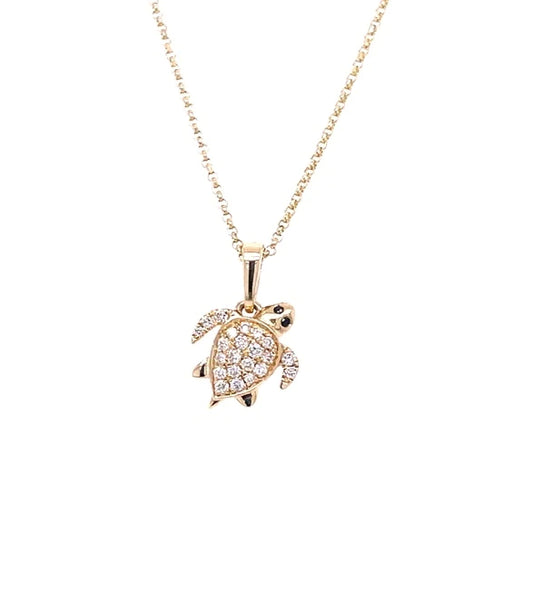 14kt. Yellow Gold Diamond Turtle Pendant