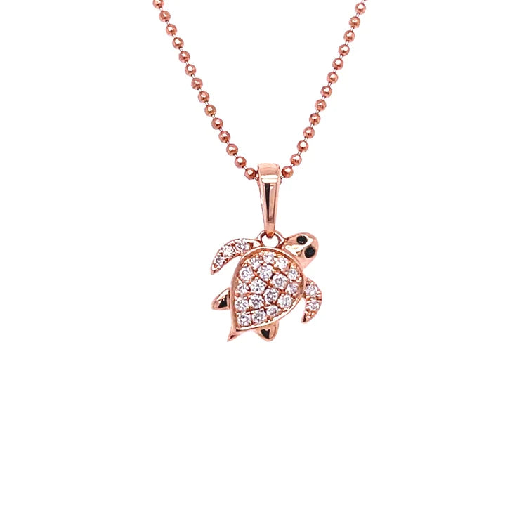 14kt. Rose Gold Diamond Turtle Pendant